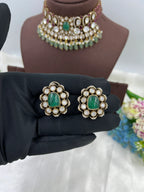 Polki Kundan Choker Necklace Set | Indian Jewellery | Matching Earrings | Premium Polki Kundan Stone Indian Necklace Set