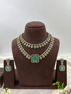 Victorian Double Layered Necklace Set | Indian Jewellery | AD Necklace & Earrings Indian Neckless Set for Bridal & Partywear