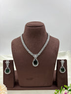 Premium Drop American Diamond Necklace Set | Indian Jewellery | Pendant AD Jewellery Indian Neckless Set for Bridal & Partywear