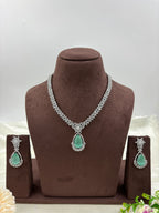 Premium Drop American Diamond Necklace Set | Indian Jewellery | Pendant AD Jewellery Indian Neckless Set for Bridal & Partywear