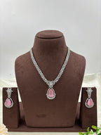 Premium Drop American Diamond Necklace Set | Indian Jewellery | Pendant AD Jewellery Indian Neckless Set for Bridal & Partywear