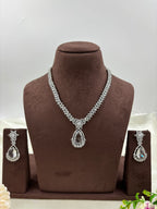 Premium Drop American Diamond Necklace Set | Indian Jewellery | Pendant AD Jewellery Indian Neckless Set for Bridal & Partywear