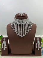 Bridal AD Necklace Set with Maangtika & Earrings | Indian Jewellery | Kundan Polki Bridal Necklace Set