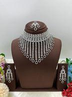 Bridal AD Necklace Set with Maangtika & Earrings | Indian Jewellery | Kundan Polki Bridal Necklace Set