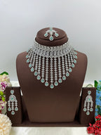 Bridal AD Necklace Set with Maangtika & Earrings | Indian Jewellery | Kundan Polki Bridal Necklace Set