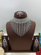Bridal AD Necklace Set with Maangtika & Earrings | Indian Jewellery | Kundan Polki Bridal Necklace Set