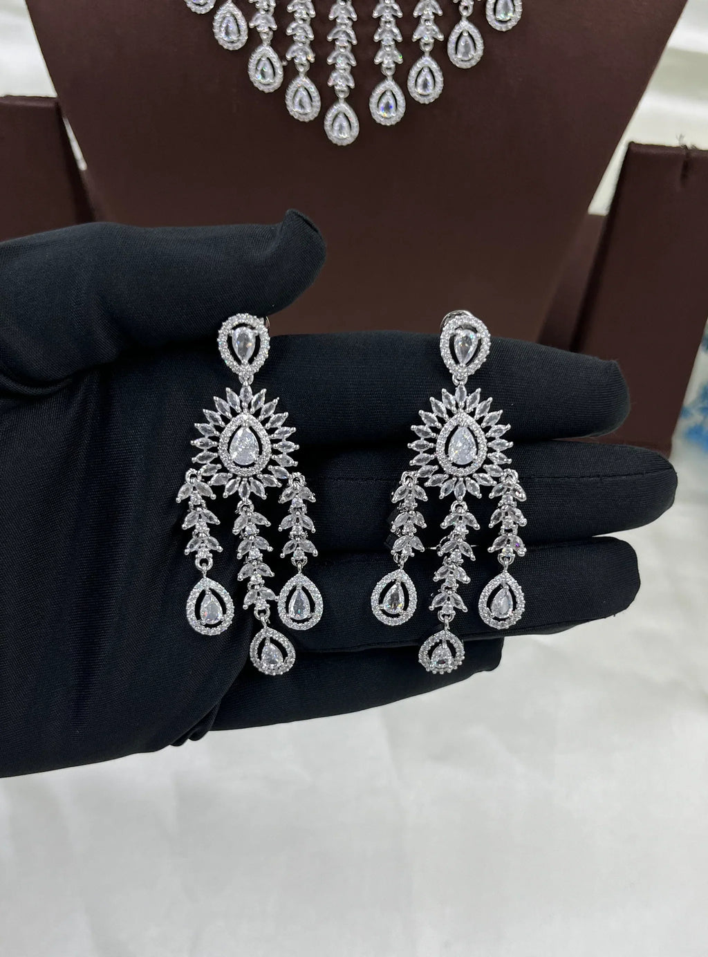 Bridal AD Necklace Set with Maangtika & Earrings | Indian Jewellery | Kundan Polki Bridal Necklace Set