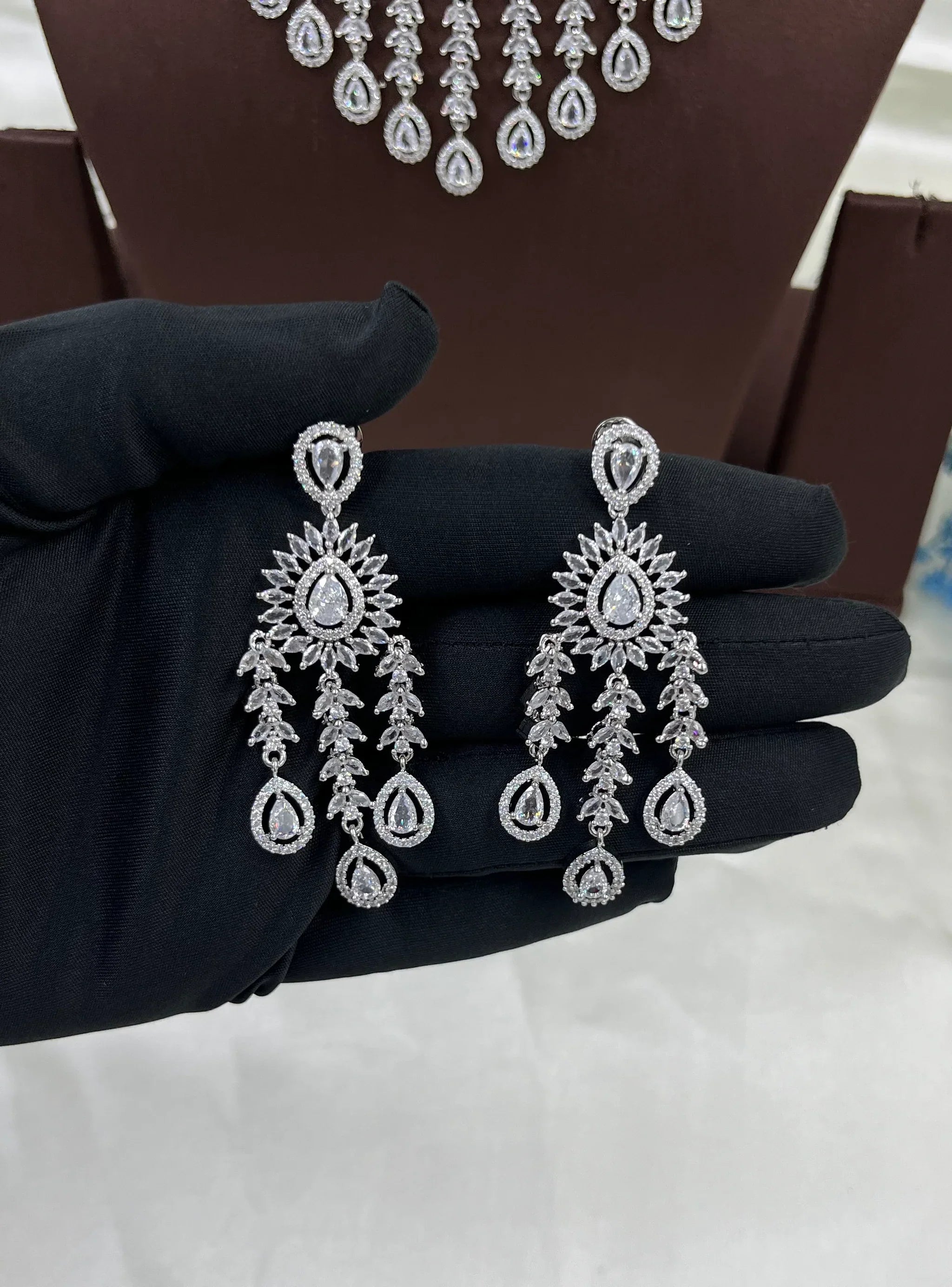 Bridal AD Necklace Set with Maangtika & Earrings | Indian Jewellery | Kundan Polki Bridal Necklace Set