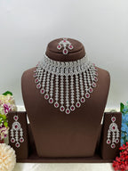 Bridal AD Necklace Set with Maangtika & Earrings | Indian Jewellery | Kundan Polki Bridal Necklace Set