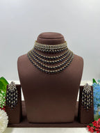 Victorian American Diamond Premium Necklace Set With Earning Luxury Bridal & Wedding Party Wear Jewellery for Women