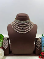 Victorian American Diamond Premium Necklace Set With Earning Luxury Bridal & Wedding Party Wear Jewellery for Women