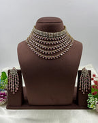 Victorian American Diamond Premium Necklace Set With Earning Luxury Bridal & Wedding Party Wear Jewellery for Women