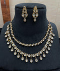 Indian Layered Statement AD Necklace Earrings Set, Indian CZ Statement Jewelry Set, Pakistani AD Necklace Set, Bridal AD Jewelry Set