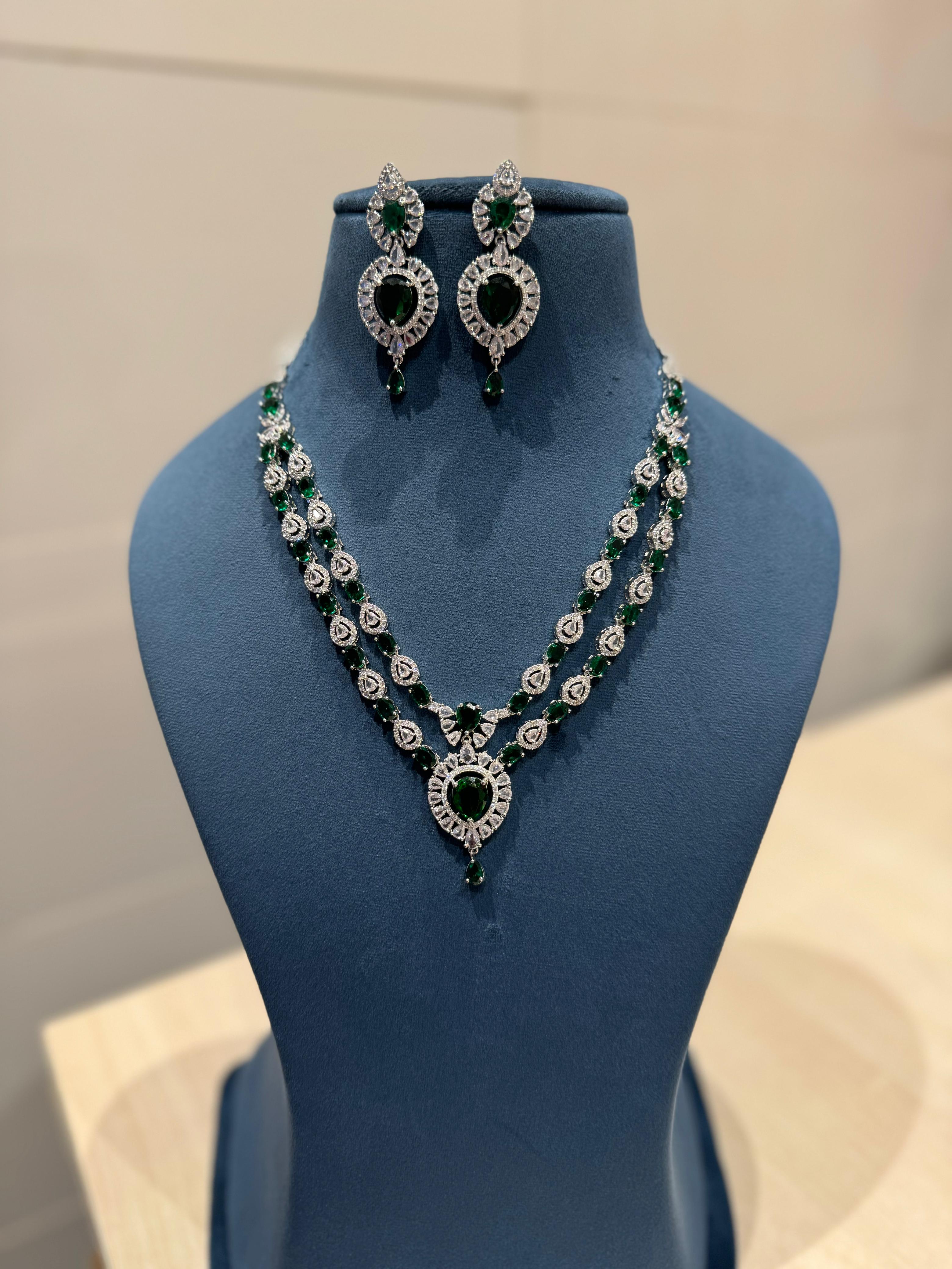 Bollywood CZ Necklace with Earrings CZ Luxury Design Anniversary Gift