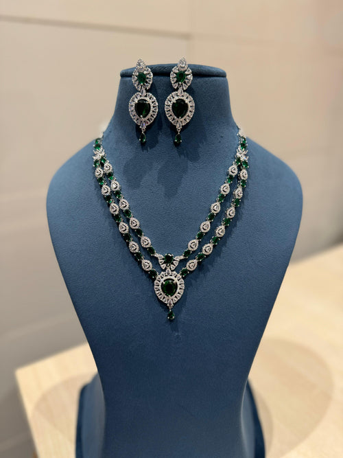 Bollywood CZ Necklace with Earrings CZ Luxury Design Anniversary Gift
