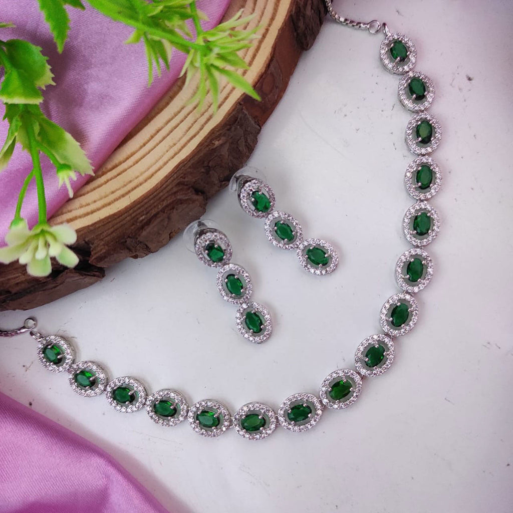 Beautiful AD Choker Set with American Diamond CZ Stones for Pakistani Jewelry and Bridal Looks