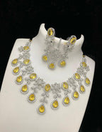 Bollywood Style American Diamond Choker Necklace Earrings Set with Maangtika for  Wedding and Engagement Occasions