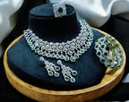 Stunning American Diamond Necklace Earrings Set with Bangles Ring, AD Necklace, AD Earrings Set, AD BAngles, AD Ring, Bridal CZ Jewelry Set, Indian AD Jewelry Set